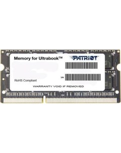 Оперативная память Memory for Ultrabook 4GB DDR3 SO DIMM PC3 12800 PSD34G1600L81S Patriot