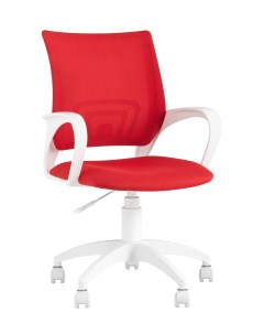 Кресло офисное topchairs st basic w спинка белая сетка сиденье красная ткань крестовина белый пласти Stoolgroup