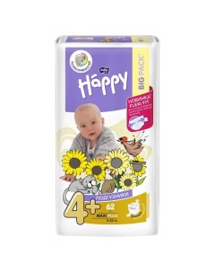 Подгузники гигиенические для детей BABY HAPPY MAXI PLUS 62 9 20 кг Bella