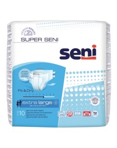 Подгузники дышащие для взрослых SUPER EXTRA LARGE 10 шт Seni