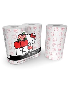 Полотенца бумажные кухонные с рисунком Hello Kitty 3 слоя 2 Kartika