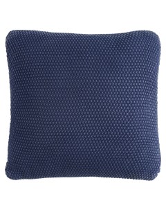 Подушка декоративная из стираного хлопка темно синего цвета из коллекции essential 45х45 см синий Tkano