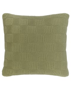 Подушка из хлопка рельефной вязки травянисто зеленого цвета из коллекции essential 45х45 см зеленый Tkano