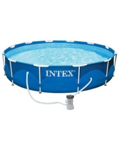 Каркасный бассейн metal frame 28202np 305x76 см c фильтр насосом Intex