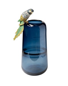 55rv6111l ваза стеклянная голубая с попугаем 16 15 38см голубой Garda decor