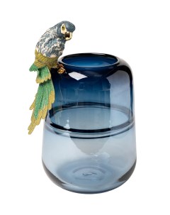 55rv6111s ваза стеклянная голубая с попугаем 19 17 30см голубой Garda decor