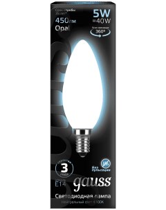 Лампа светодиодная филам C37 5Вт Е14 4100К Opal 103201205 Gauss