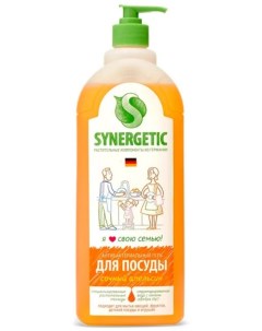 Средство для мытья посуды антибактериальное ароматом апельсина 1л Synergetic