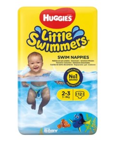Подгузники для плавания Little Swimmers Small 2 3 3 8 кг 12 шт Huggies