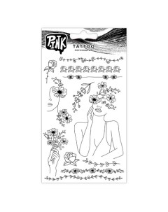 Наклейки тату переводные Девушка с цветами P.ink