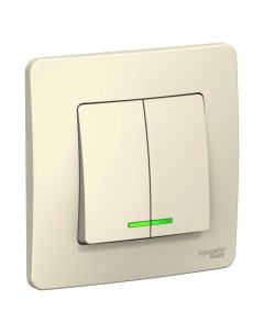 Молочн. Выключатель 2-кл. с подсв. (с рамкой) BLNVS010512 Blanca
