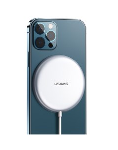 Беспроводное зарядное устройство US CD160 Magsafe iphone 12 и выше с кабелем серебро Usams