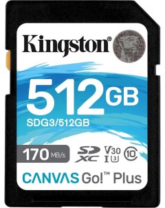 Карта памяти SD 512GB SDXC Class 10 UHS I U3 V30 Canvas Go Plus 170MB s SDG3 512GB Kingston