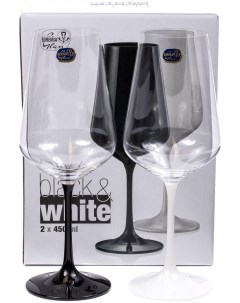 Набор бокалов для вина Sandra Black White 40728 38344 D4656 450 2 Bohemia