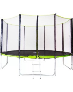 Батут Extreme Green 14 ft 427 см 4 опоры с защитной сеткой и лестницей Fitness trampoline
