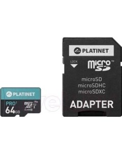 Карта памяти microSDXC SECURE DIGITAL ADAPTER SD 64GB class10 UI 70MB s PMMSDX64UI Platinet
