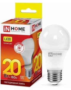 Светодиодная лампа LED A65 VC E27 20W 3000К 230V 1800Lm 4690612020297 In home
