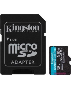 Карта памяти SecureDigital Micro 512Gb SDXC Canvas Go Plus 170R Class 10 UHS I U3 V30 A2 переходник  Kingston