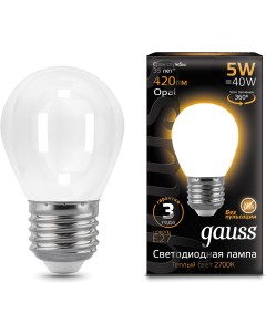 Светодиодная лампа LED Filament Шар Opal E27 5W 420lm 2700K 1 10 50 105202105 Gauss