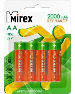 Батарейка аккумулятор зарядное Ni MH АА 2000мАч 4шт HR6 20 E4 Mirex