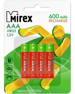 Аккумуляторные батарейки ААА 600 мАч 4 шт 23702 HR03 06 E4 Mirex
