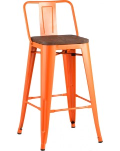 Барный стул Tolix wood со спинкой оранжевый глянцевый YD H675E W LG 05 Stool group