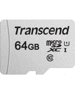Карта памяти 64GB microSDXC Class 10 UHS I U1 TS64GUSD300S A Transcend