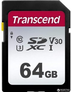 Карта памяти 64GB SDXC Class 10 UHS I U3 R95 W45MB s TS64GSDC300S Transcend