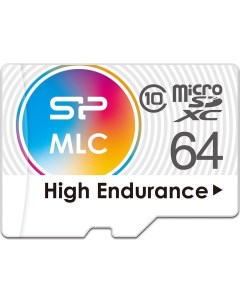 Карта памяти microSD 64GB High Endurance microSDXC Class 10 UHS I U3 SD адаптер SP064GBSTXIU3V10SP Silicon power