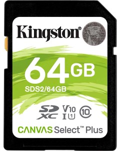 Карта памяти SDHC 64Gb Clas Canvas Select 100R CL10 UHS I SDS2 64GB Kingston