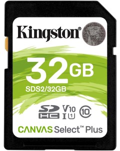 Карта памяти SDHC 32Gb Class10 Canvas Select 100R CL10 UHS I SDS2 32GB Kingston