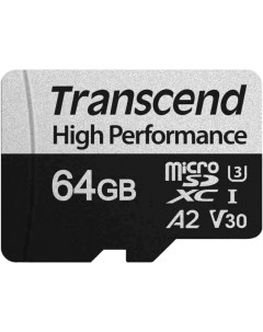 Карта памяти 64GB UHS I U3 microSD w adapter A2 Ultra Performance TS64GUSD340S Transcend