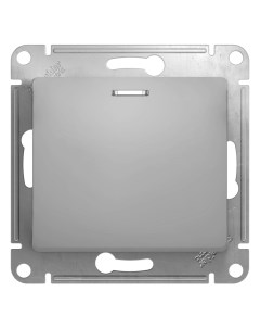 Алюм. Выключатель 1-кл. с подсв. (без рамки) GSL000313 Glossa