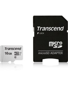 Карта памяти 16GB microSDHC Class 10 UHS I U1 R95 W45MB s TS16GUSD300S A Transcend