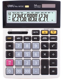 Калькулятор настольный E1672C серебристый Deli