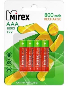 Батарейка аккумулятор зарядное ААА 800мАч 4шт HR03 08 E4 Mirex