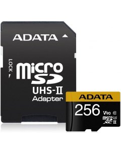 Карта памяти microSD 256GB Premier ONE microSDXC Class 10 UHS II U3 V90 SD адаптер AUSDX256GUII3CL10 A-data
