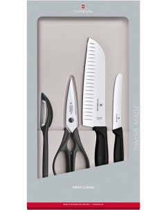 Кухонный нож Набор ножей Swiss Classic Kitchen 4 шт коробка черный 6 7133 4G Victorinox