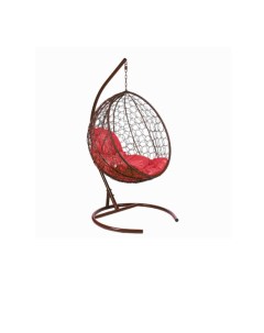 Подвесное кресло круглое цвет плетения коричневый подушка бордовый каркас коричневый красный 105 0x1 Ecodesign