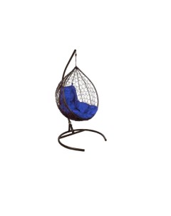 Подвесное кресло капля цвет плетения коричневый подушка синий каркас коричневый синий 95 0x120 0x70  Ecodesign