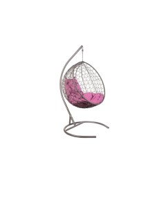 Подвесное кресло круглое цвет плетения серый подушка розовый каркас серый розовый 105 0x110 0x80 0 с Ecodesign