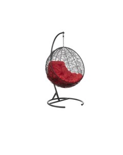 Подвесное кресло круглое цвет плетения черный подушка бордовый каркас черный красный 105 0x110 0x80  Ecodesign