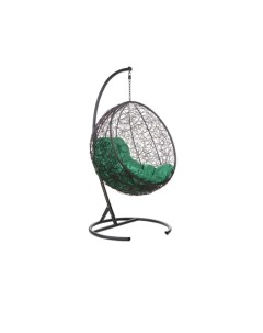 Подвесное кресло круглое цвет плетения черный подушка зеленый каркас черный зеленый 105 0x110 0x80 0 Ecodesign