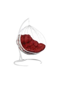 Подвесное кресло двухместное double цвет плетения белый подушка бордовый каркас белый красный 130 0x Ecodesign