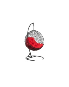 Подвесное кресло круглое цвет плетения черный подушка красный каркас черный красный 105 0x110 0x80 0 Ecodesign