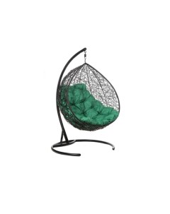 Подвесное кресло двухместное double цвет плетения черный подушка зеленый каркас черный зеленый 130 0 Ecodesign