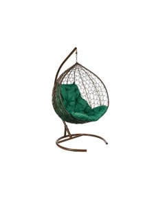 Подвесное кресло двухместное double цвет плетения коричневый подушка зеленый каркас коричневый зелен Ecodesign