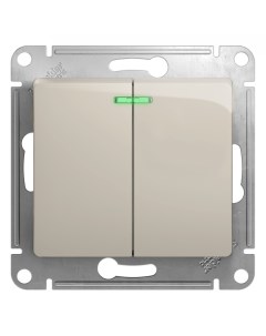 Молочн. Выключатель 2-кл. с подсв. (без рамки) GSL000953 Glossa