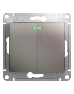 Платина Выключатель 2-кл. с подсв. (без рамки) GSL001253 Glossa