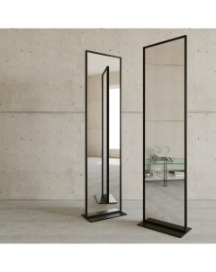Дизайнерское напольное одностороннее зеркало zeliso 1 в металлической раме черного цвета черный 45x1 Genglass